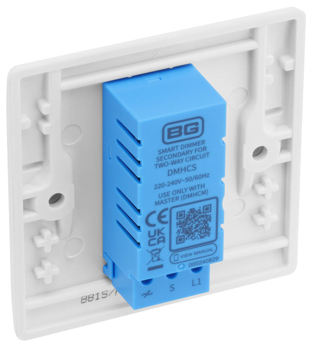 BG 881S/HC White Moulded Round Edge 1 Gang 2 Way Secondary Smart Dimmer Switch