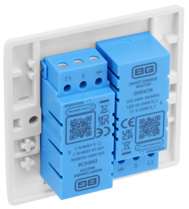 BG 882M/HC White Moulded Round Edge 2 Gang 2 Way Master Smart Dimmer Switch