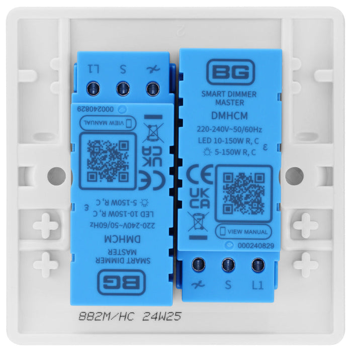 BG 882M/HC White Moulded Round Edge 2 Gang 2 Way Master Smart Dimmer Switch