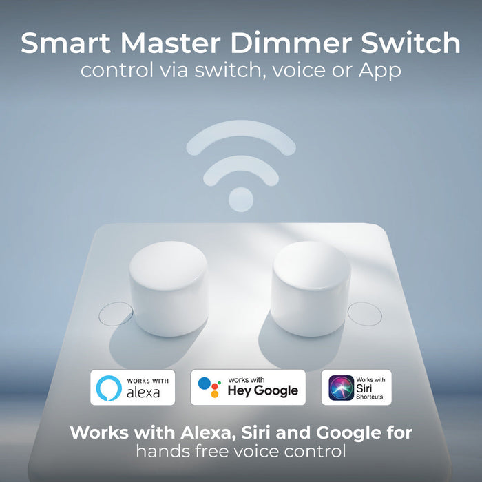 BG 882M/HC White Moulded Round Edge 2 Gang 2 Way Master Smart Dimmer Switch