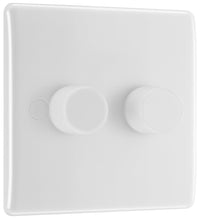 BG 882S/HC White Moulded Round Edge 2 Gang 2 Way Secondary Smart Dimmer Switch