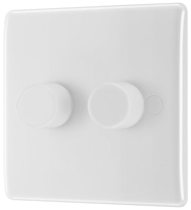 BG 882S/HC White Moulded Round Edge 2 Gang 2 Way Secondary Smart Dimmer Switch