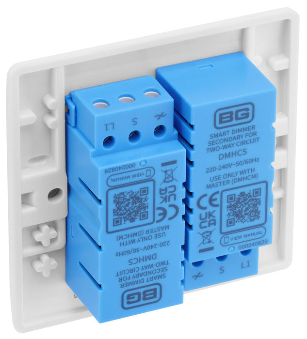BG 882S/HC White Moulded Round Edge 2 Gang 2 Way Secondary Smart Dimmer Switch
