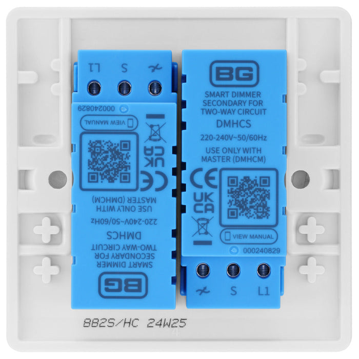 BG 882S/HC White Moulded Round Edge 2 Gang 2 Way Secondary Smart Dimmer Switch