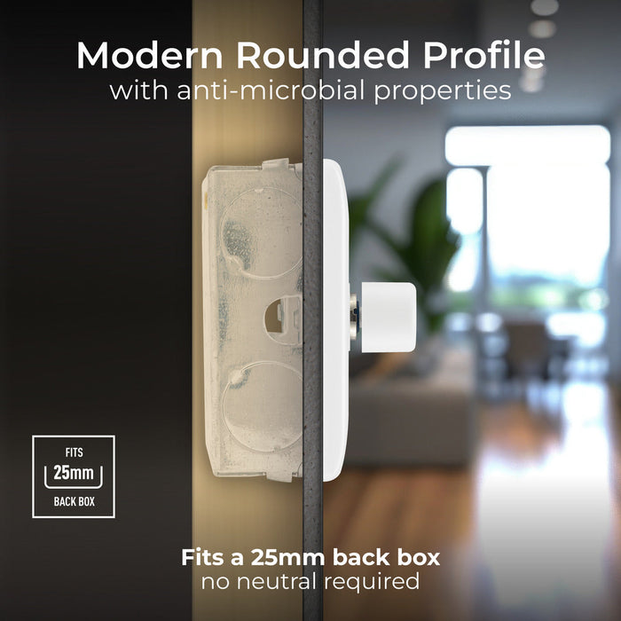 BG 882S/HC White Moulded Round Edge 2 Gang 2 Way Secondary Smart Dimmer Switch
