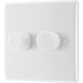 BG 882 White Round Edge 2-Way Double Trailing Edge Dimmer Push On/Off - westbasedirect.com