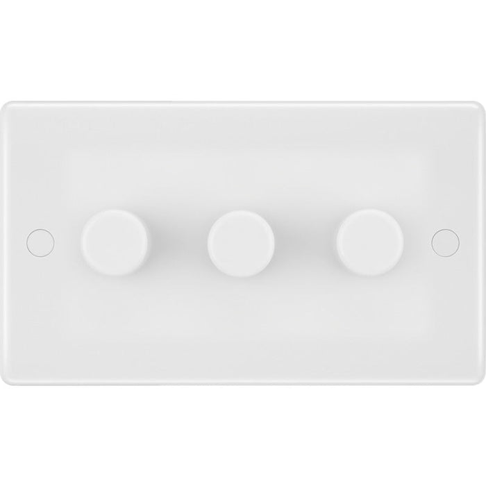 BG 883 White Round Edge 2-Way Triple Trailing Edge Dimmer Push On/Off - westbasedirect.com