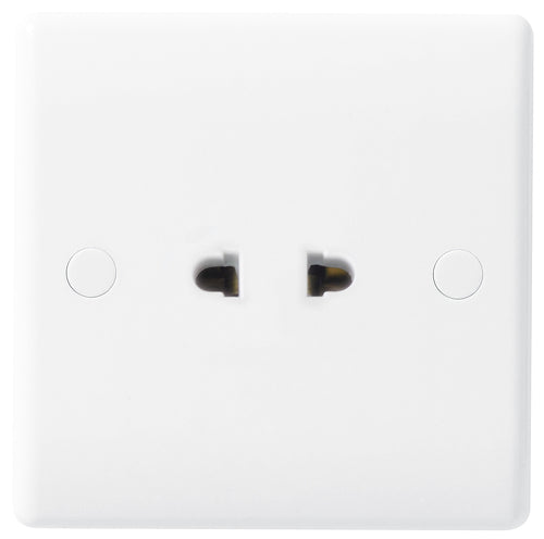 BG 897 White Round Edge 16A Single Shuttered Euro Socket - westbasedirect.com