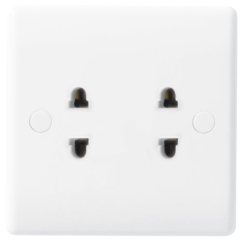 BG 898 White Round Edge 16A Double Shuttered Euro Socket - westbasedirect.com