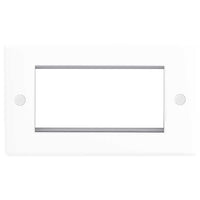 BG 8EMR4 White Round Edge Quad Euro Module Faceplate