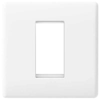 BG 8EMS1 White Round Edge Single Euro Module Faceplate