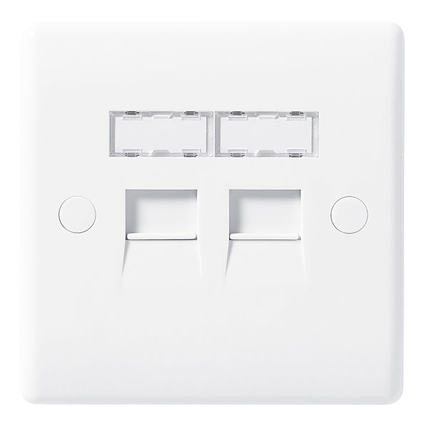 BG 8RJ45/2 White Round Edge RJ45 Double Data Outlet Socket (Screw) - westbasedirect.com