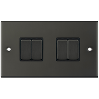 Selectric DSL12-04 5M 4 Gang 2 Way 10AX Plate Switch - Dark Bronze, Black Insert