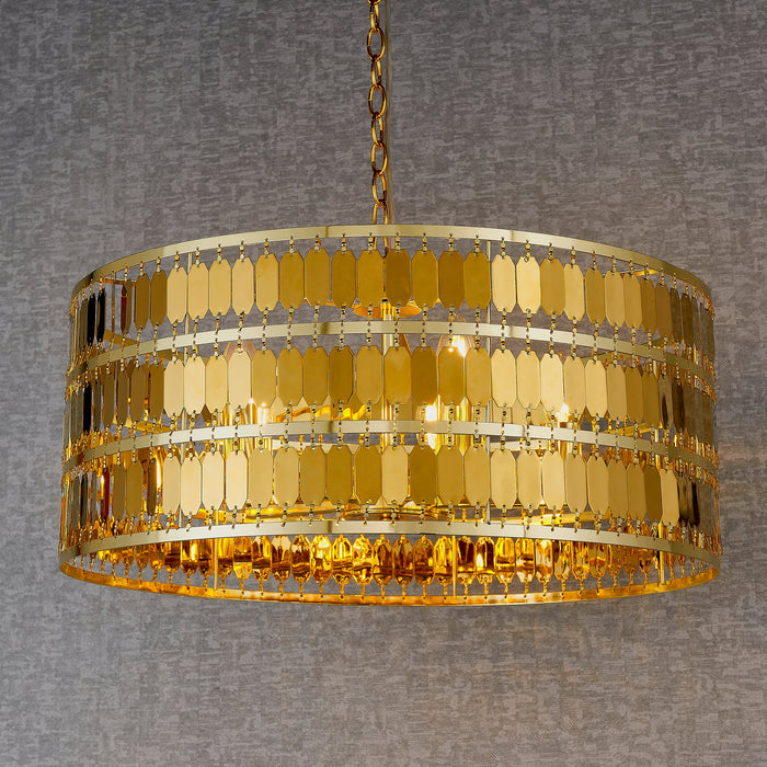 Endon 90299 Eldora 5lt Pendant Gold effect plate 5 x 40W E14 candle (Required) - westbasedirect.com