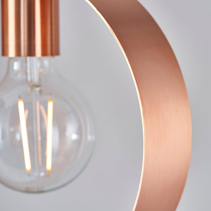 Endon 90456 Hoop 1lt Pendant Brushed copper plate 40W E27 GLS (Required) - westbasedirect.com