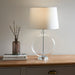 Endon 90535 Gideon 1lt Table Clear glass, nickel plate & white linen fabric 60W E27 GLS (Required) - westbasedirect.com