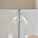 Endon 90535 Gideon 1lt Table Clear glass, nickel plate & white linen fabric 60W E27 GLS (Required) - westbasedirect.com