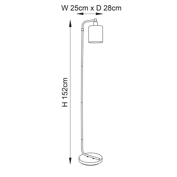 Endon 90557 Toledo 1lt Floor Brushed nickel plate & clear glass 40W E27 GLS (Required) - westbasedirect.com