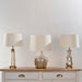 Endon 90589 Meteora 1lt Table Pearl ombre foil & vintage white linen 40W E27 GLS (Required) - westbasedirect.com