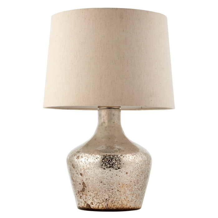 Endon 90589 Meteora 1lt Table Pearl ombre foil & vintage white linen 40W E27 GLS (Required) - westbasedirect.com