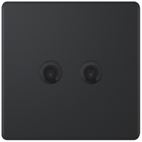 Selectric 5MPLUS-TOG-18 5M-PLUS Screwless 2 Gang 2 Way 10A Toggle Switch - Matt Black