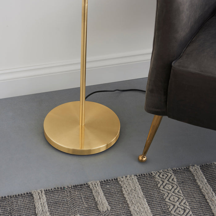 Endon 91934 Hoop 1lt Floor Brushed brass plate 40W E27 GLS (Required) - westbasedirect.com