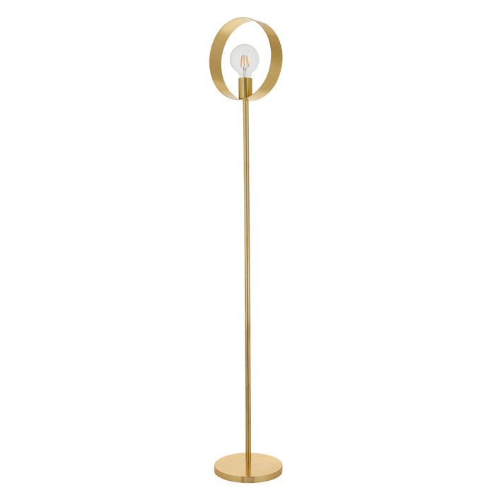 Endon 91934 Hoop 1lt Floor Brushed brass plate 40W E27 GLS (Required) - westbasedirect.com