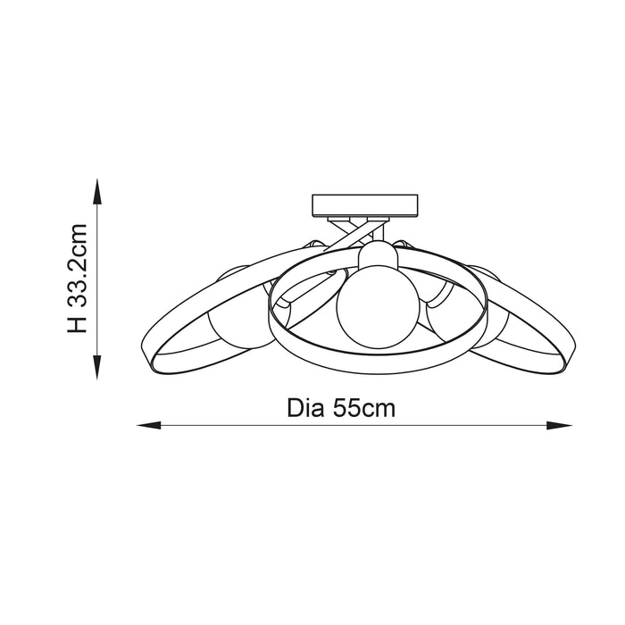 Endon 91935 Hoop 6lt Semi flush Brushed brass, nickel & copper plate 6 x 40W E27 GLS (Required) - westbasedirect.com