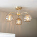 Endon 91968 Dimple 3lt Semi flush Satin brass plate & champagne lustre glass 3 x 25W E14 golf (Required) - westbasedirect.com