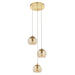 Endon 91971 Dimple 3lt Pendant Satin brass plate & champagne lustre glass 3 x 7W LED E14 (Required) - westbasedirect.com