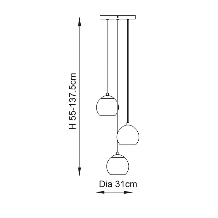 Endon 91971 Dimple 3lt Pendant Satin brass plate & champagne lustre glass 3 x 7W LED E14 (Required) - westbasedirect.com