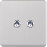Selectric 5MPLUS-TOG-2 5M-PLUS Screwless 2 Gang 2 Way 10A Toggle Switch - Satin Chrome