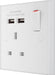 BG 921U2 White Square Edge 13A SP Single Socket + 2x USB - westbasedirect.com