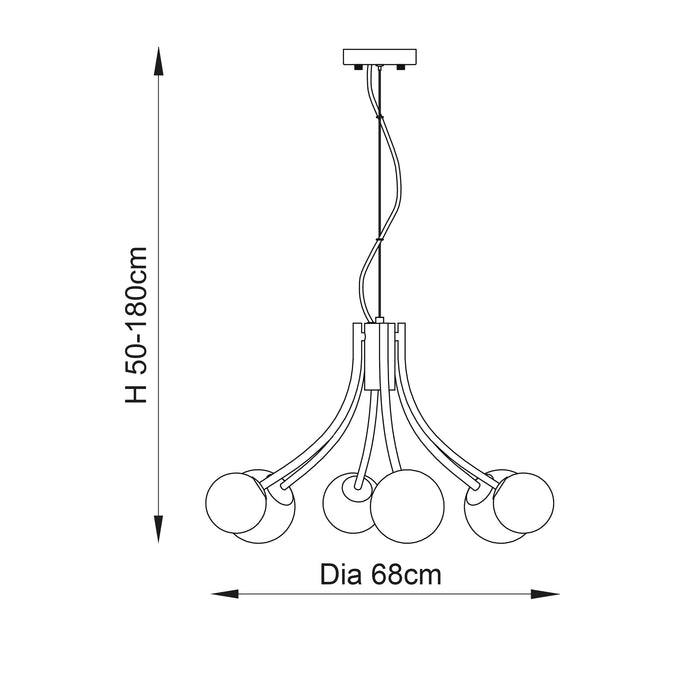 Endon 92217 Bloom 6lt Pendant Satin brass plate & opal glass 6 x 3W LED G9 (Required) - westbasedirect.com