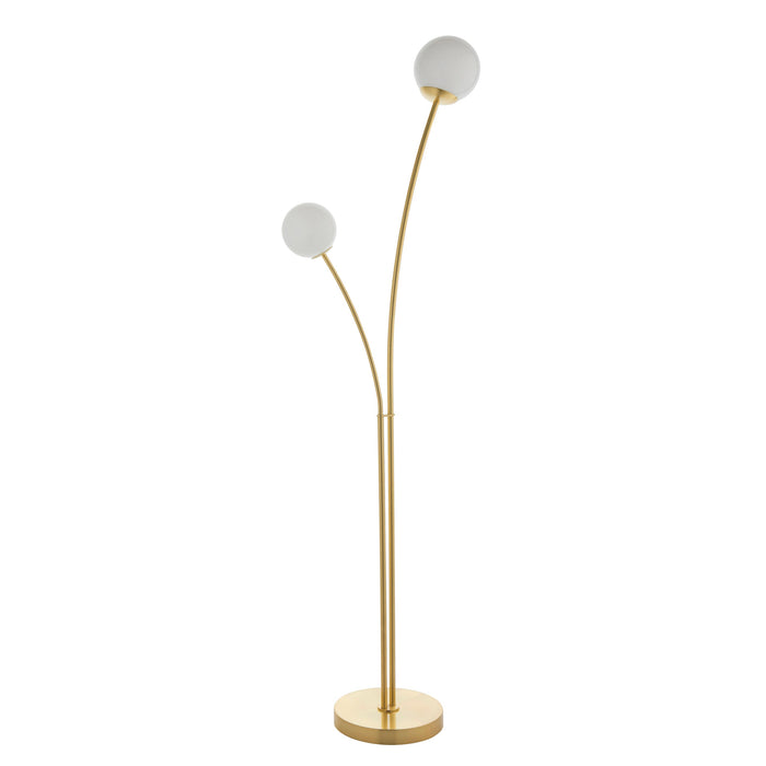 Endon 92219 Bloom 2lt Floor Satin brass plate & opal glass 2 x 3W LED G9 (Required) - westbasedirect.com