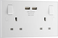 BG 922U3 White Square Edge 13A Double Socket + 2x USB