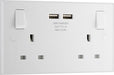 BG 922U3 White Square Edge 13A Double Socket + 2x USB - westbasedirect.com