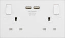 BG 922U3 White Square Edge 13A Double Socket + 2x USB (5 Pack) - westbasedirect.com