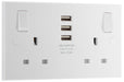 BG 922U33 White Square Edge 13A Double Socket + 3x USB - westbasedirect.com