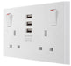 BG 922U33 White Square Edge 13A Double Socket + 3x USB - westbasedirect.com