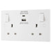 BG 922UAC30 White Square Edge 13A Double Socket + USB A+C (30W) - westbasedirect.com