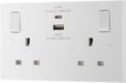 BG 922UAC45 White Square Edge 13A Double Switched Power Socket + USB A+C (45W) - westbasedirect.com