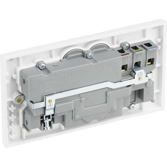 BG 922/HC White Moulded Square Edge Double Switched 13A Power Socket with Smart Home Control - westbasedirect.com