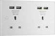 BG 924U44 White Square Edge 13A Double Socket + 4x USB - westbasedirect.com