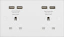 BG 924U44 White Square Edge 13A Double Socket + 4x USB - westbasedirect.com