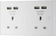 BG 924U44 White Square Edge 13A Double Socket + 4x USB - westbasedirect.com