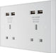 BG 924U44 White Square Edge 13A Double Socket + 4x USB - westbasedirect.com