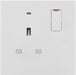 BG 925 White Square Edge 13A Single Switched Socket + Neon - westbasedirect.com