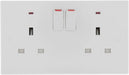 BG 926 White Square Edge 13A Double Switched Socket + Neon - westbasedirect.com