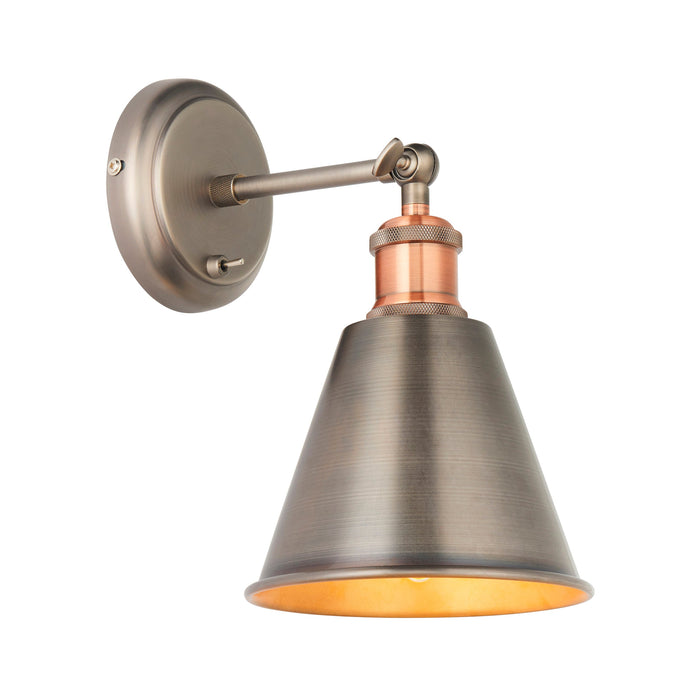 Endon 92866 Hal 1lt Wall Aged pewter & aged copper plate 10W LED E27 (Required) - westbasedirect.com